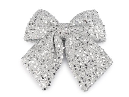 Vánoční mašle s flitry 21x24 cm (Balení 1 ks, Varianta 1 stříbrná)