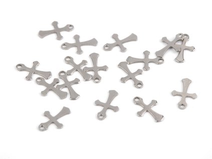 Přívěsek křížek 9x13 mm (Balení 15 ks, Varianta platina)