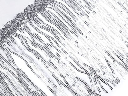 Prýmek monofilový s flitrovými třásněmi šíře 32 cm (Balení 9 m, Varianta 4 černá)