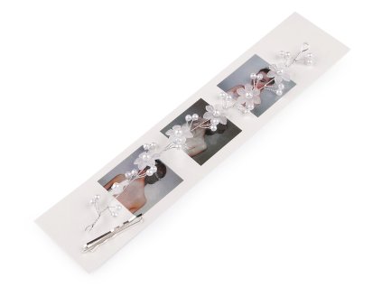 Perlová ozdoba / čelenka do vlasů s květy (Balení 1 ks, Varianta bílá)