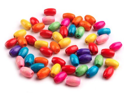 Dřevěné korálky oliva 7x10 mm (Balení 1000 g, Varianta mix č. 1)