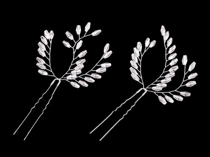 Vlásenka větvička s broušenými korálky (Balení 2 ks, Varianta crystal)