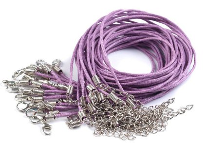 Voskovaná šňůrka s karabinkou délka 45 cm (Balení 1 ks, Varianta 9 šedá perlová)