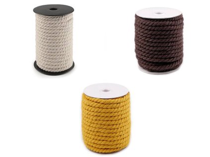 Bavlněná šňůra kroucená Ø8 mm macrame (Balení 20 m, Varianta 1 režná)