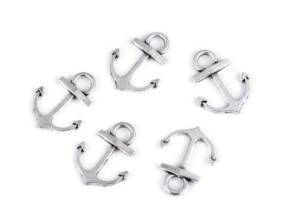 Přívěsek kotva (Balení 5 ks, Varianta 3 (24x29 mm) stříbrná)