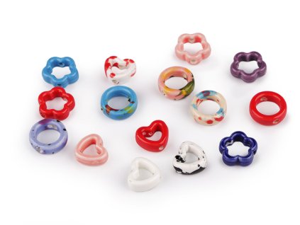 Porcelánové korálky / komponenty k výrobě ozdob a přívěsků (Balení 5 ks, Varianta 1 bílá srdce)