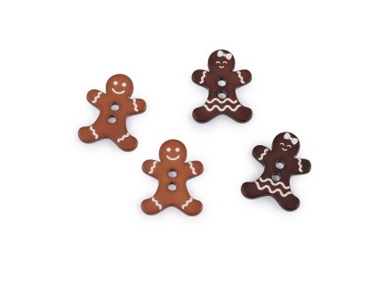 Knoflík imitující perníčky (Balení 2 ks, Varianta 2 (517001) hnědá holčička)