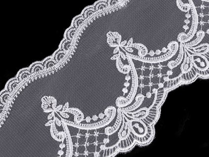 Vyšívaný prýmek na monofilu šíře 12,5 cm (Balení 1 m, Varianta bílá)