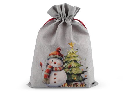 Vánoční dárkový pytlík sněhulák 30x40 cm (Balení 1 ks, Varianta 1 bílá)