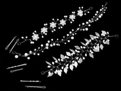 Perlová ozdoba / čelenka do vlasů (Balení 1 ks, Varianta 1 bílá květ)
