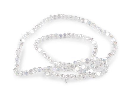 Skleněné korálky broušené 4 mm ploché, na drátku (Balení 1 sáček, Varianta 1 transparent AB)