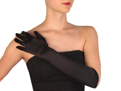 Dlouhé společenské rukavice saténové (Balení 1 pár, Varianta 2 (43 cm) černá)