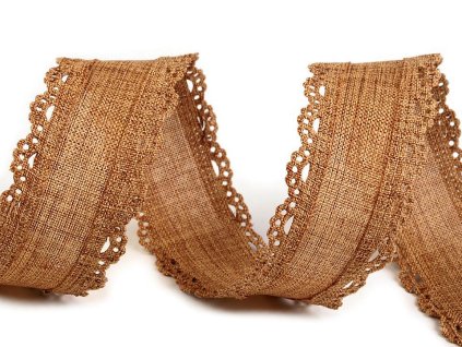 Stuha imitace juty šíře 35 mm s výsekem (Balení 18 m, Varianta 2 šedá perlová)