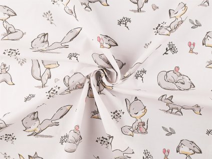 Bavlněná látka / plátno liška (Balení 1 m, Varianta bílá)