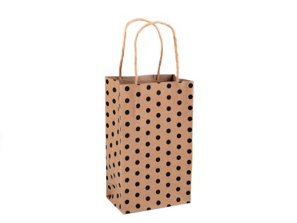 Papírová taška s puntíky 13x21,5 cm (Balení 5 ks, Varianta 2 hnědá přírodní černá)