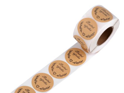 Papírové samolepky Ruční výroba Ø38 mm (Balení 1 role, Varianta hnědá přírodní)