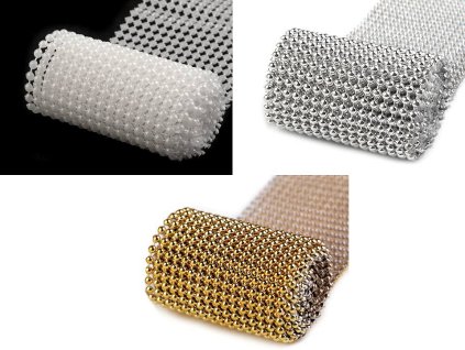 Borta šíře 50 mm s perlami (Balení 9 m, Varianta 1 bílá perleť)