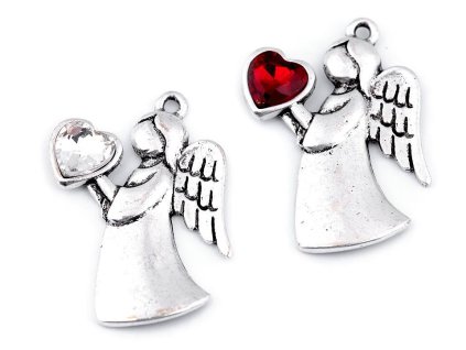 Přívěsek anděl se srdcem 24x36 mm (Balení 1 ks, Varianta 1 crystal)