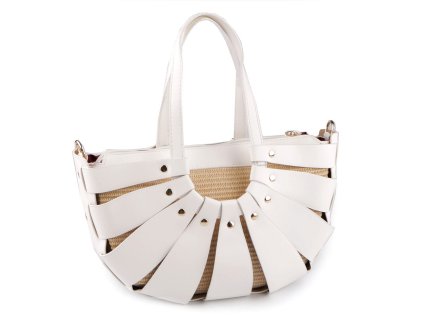 Letní kabelka se slámovou strukturou 35x20 cm (Balení 1 ks, Varianta 2 Off White)