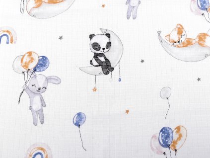 Bavlněná plenkovina / mušelín zvířátka (Balení 1 m, Varianta 1 bílá)