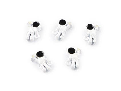 Kovový přívěsek / korálek kosmonaut 9x13 mm (Balení 5 ks, Varianta 1 bílá)