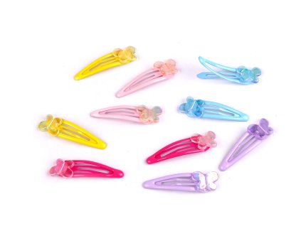 Sponka do vlasů pukačka motýl s AB efektem (Balení 10 ks, Varianta mix)