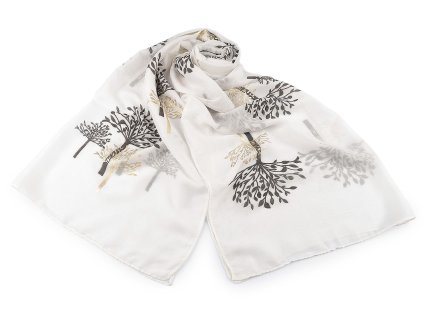 Šátek / šála se zlatým potiskem 70x175 cm (Balení 1 ks, Varianta 1 bílá)