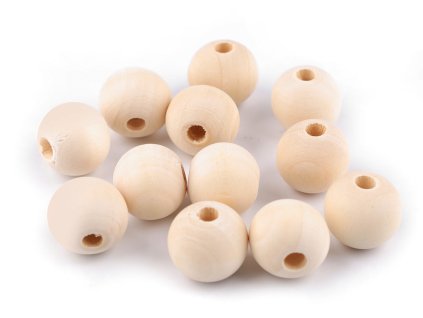 Dřevěné korálky nelakované Ø20 mm (Balení 10 ks, Varianta přírodní sv.)