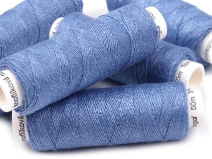 Nitě lněné knoflíkové 50 m (Balení 1 ks, Varianta 588 modrá tmavá)