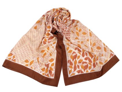 Šátek / šála listy 80x180 cm (Balení 1 ks, Varianta 1 béžová nejsv.)