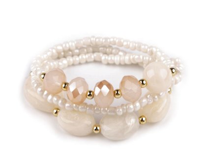 Pružný náramek sada 3 ks (Balení 1 sada, Varianta 1 krémová nejsvět.)