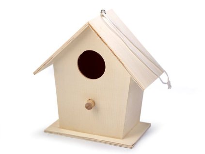 Dřevěná ptačí budka k domalování (Balení 1 ks, Varianta přírodní sv.)