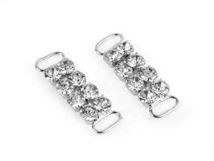 Štrasová ozdoba na oděvy a doplňky 12x37 mm (Balení 2 ks, Varianta 1 stříbrná)