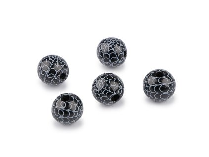 Dřevěné korálky pavučina Halloween Ø16 mm (Balení 5 ks, Varianta černá bílá)