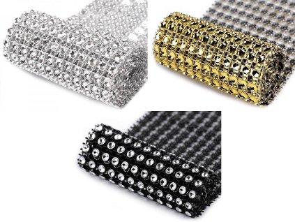 Diamantový pás / borta šíře 58 mm (Balení 9 m, Varianta 2 stříbrná)