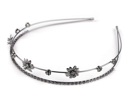 Štrasová čelenka do vlasů dvojitá (Balení 1 ks, Varianta 3 antracit)