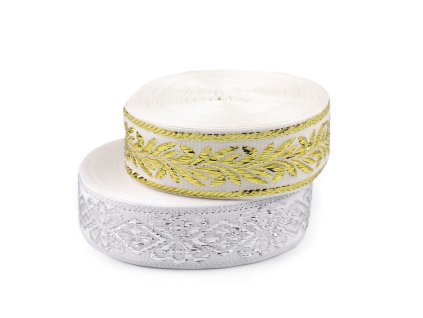 Stuha s lurexem šíře 30 mm (Balení 18 m, Varianta 1 bílá stříbrná)
