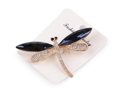 Brož s broušenými kamínky vážka (Balení 1 ks, Varianta crystal modrá)