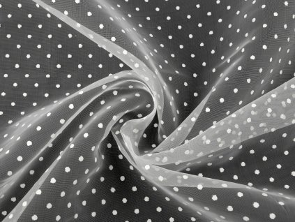 Organza s puntíky (Balení 1 m, Varianta 2 (1) vanilková)