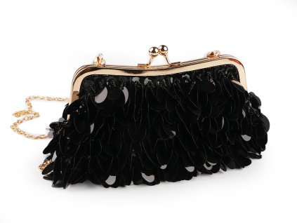Kabelka - psaníčko s flitry a rokajlem (Balení 1 ks, Varianta černá růžovozlatá)