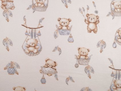 Bavlněný flanel medvídek (Balení 1 m, Varianta béžová světlá)