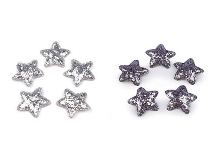 Hvězda s glitry Ø35 mm (Balení 10 ks, Varianta 1 stříbrná)