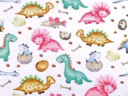 Bavlněná látka / plátno dinosaurus (Balení 1 m, Varianta (245) bílá)
