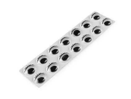 Samolepicí oči pohyblivé s řasami Ø18 a 20 mm (Balení 1 karta, Varianta 1 (Ø18 mm) černá)