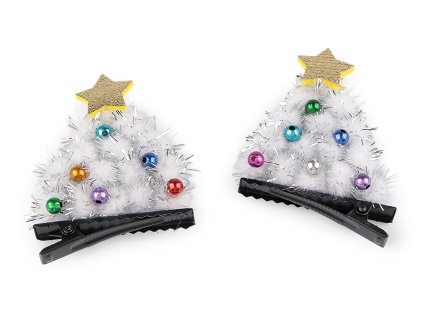 Párty sponky do vlasů vánoční stromeček (Balení 1 pár, Varianta 1 bílá)