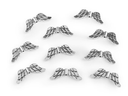 Ozdobný díl andělská křídla 12x29 mm (Balení 10 ks, Varianta platina)