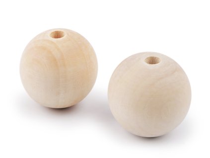 Velké dřevěné korále nelakované Ø40 mm (Balení 4 ks, Varianta přírodní sv.)