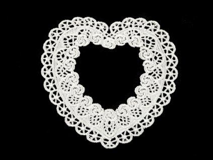 Textilní aplikace / nášivka krajkové srdce (Balení 1 ks, Varianta Off White)