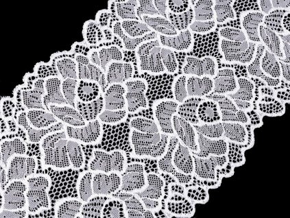 Elastická krajka / vsadka / běhoun šíře 15,5 cm (Balení 1 m, Varianta 1 bílá sněhová)