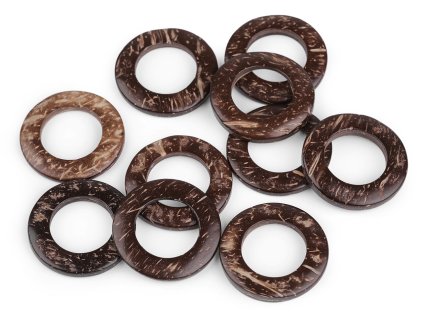 Kokosový kroužek / kolečko Ø30 mm pro háčkování tašek a macrame (Balení 10 ks, Varianta přírodní stř.)